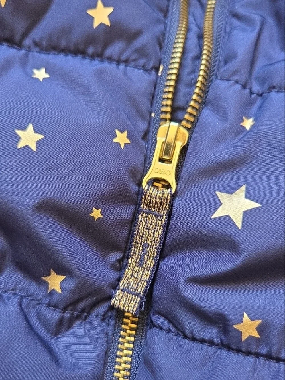 Old Navy Navy Puffer Jacket with Gold Star Print